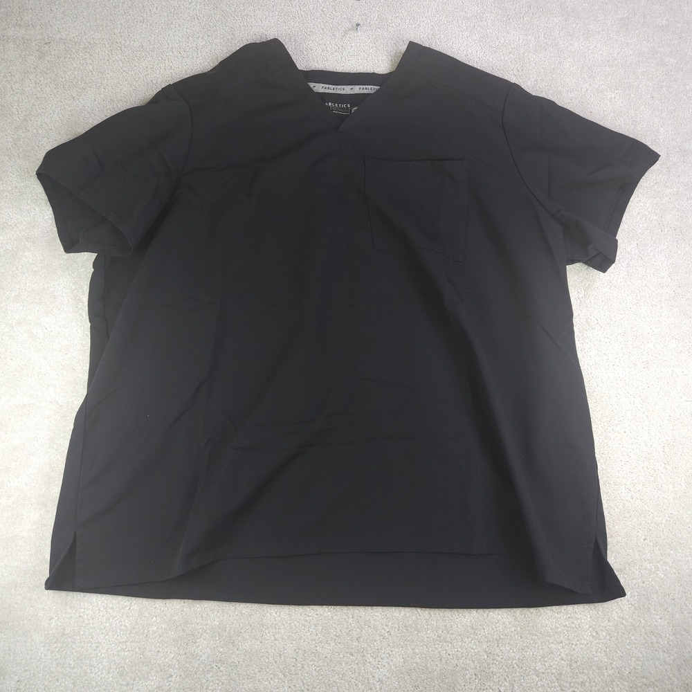 Fabletics‎ Helix 1-Pocket Scrub Top Mens 3X Black V Neck Stretch Medical Nurse